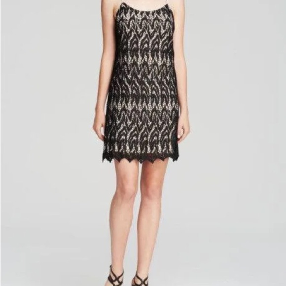 Alice & Olivia Black Nude Lace Emmie Slip Dress, Size S/P
